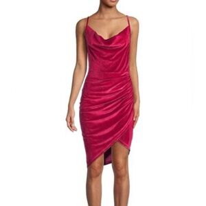 New Area Stars size S Cowl-Neck Ruched Velvet Dress
